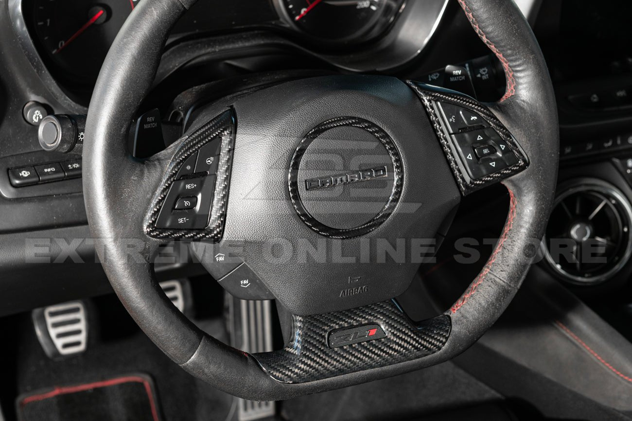 Chevrolet Camaro 6th Gen Factory Style Dry Carbon Fiber Steering Wheel Trim Cover 2016-2024