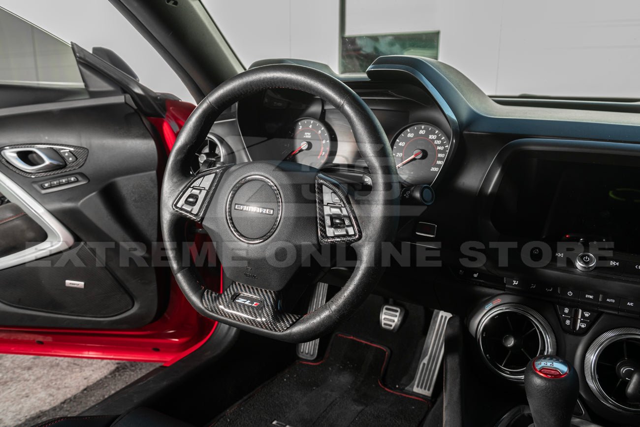 Chevrolet Camaro 6th Gen Factory Style Dry Carbon Fiber Steering Wheel Trim Cover 2016-2024