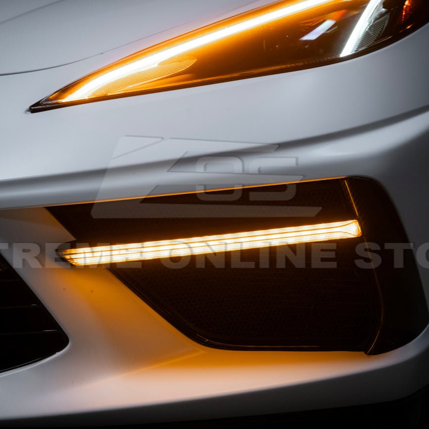 Chevrolet Corvette C8 Sequential LED DRL Light Bar Bezel Insert Carbon Flash Metallic 2020-Up