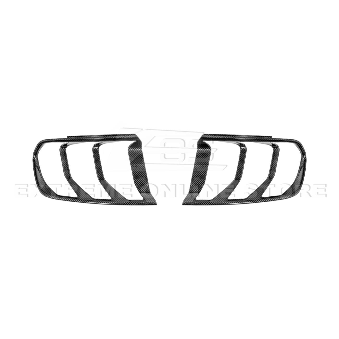 Ford Mustang S550 Dry Carbon Fiber Rear Tail Light Trim Bezel Cover Pair 2018-2023