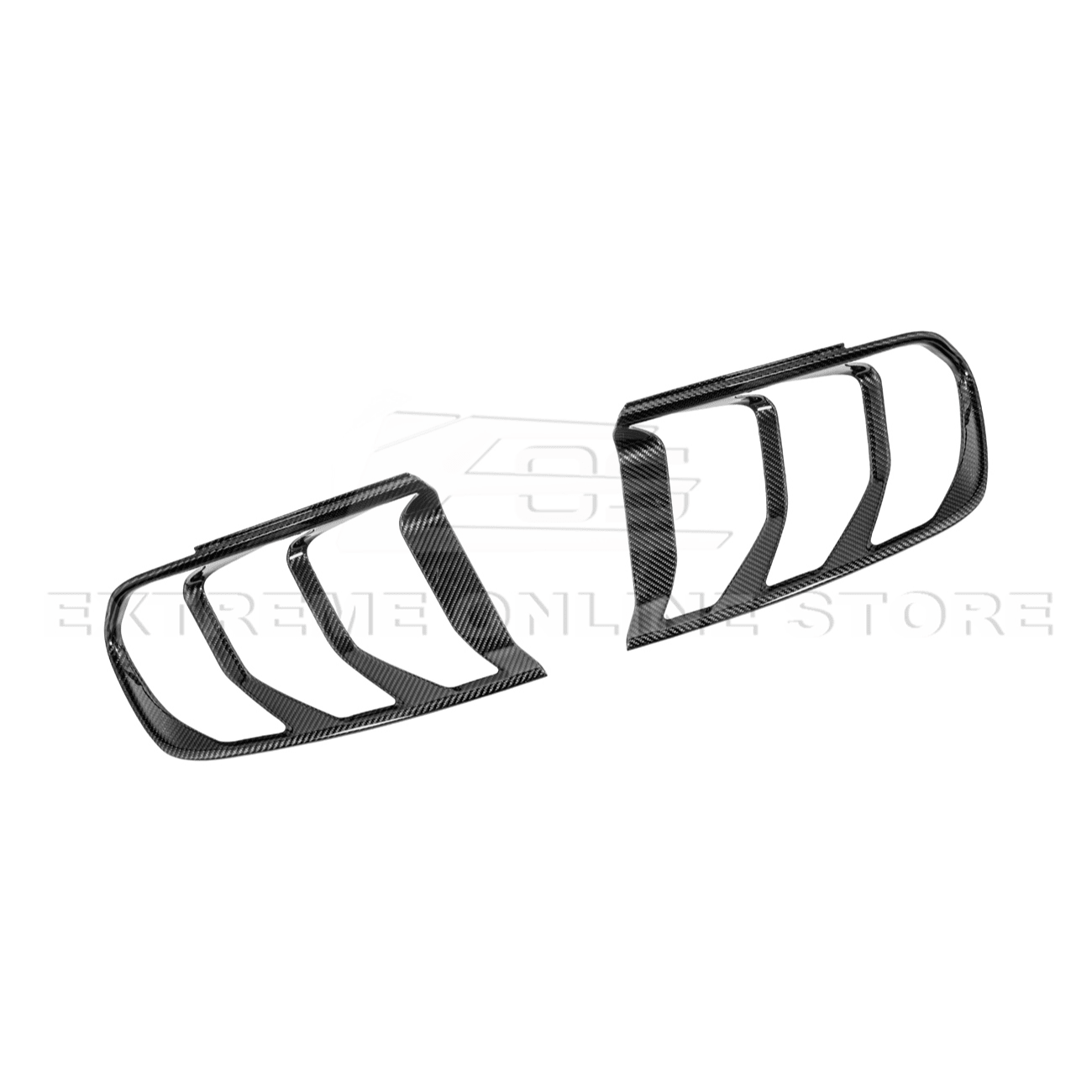 Ford Mustang S550 Dry Carbon Fiber Rear Tail Light Trim Bezel Cover Pair 2018-2023