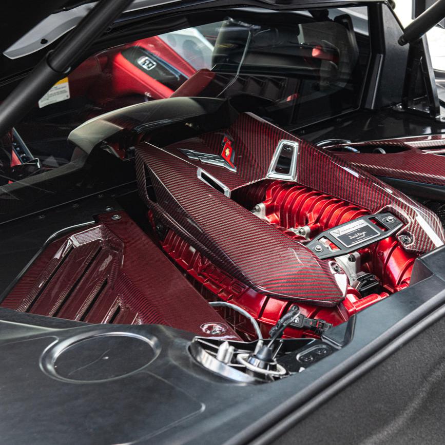 Chevrolet Corvette C8 Z06 Dry Red Carbon Engine Bay Panel Cover Kit 2023-Up