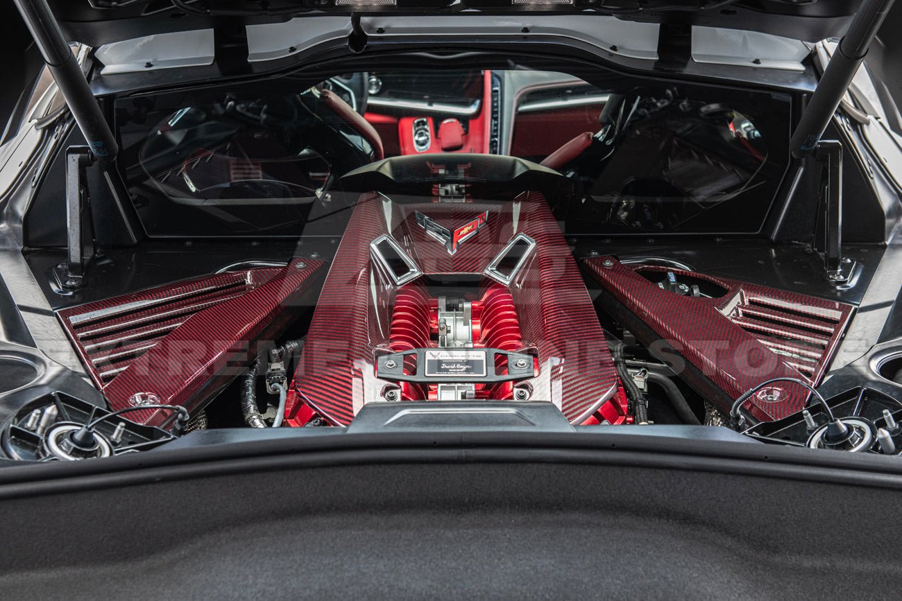 Chevrolet Corvette C8 Z06 Dry Red Carbon Engine Bay Panel Cover Kit 2023-Up