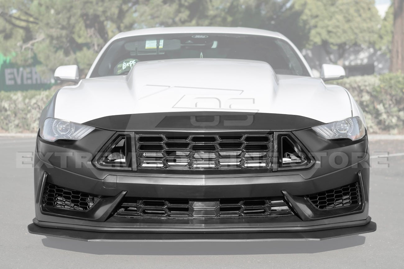 Ford Mustang S550 Dark Horse Style Primed Black Front Upper Lower Grille Lip 2018-2023