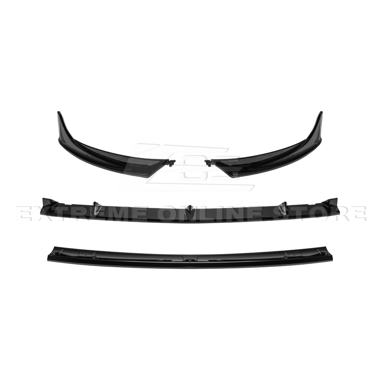 Tesla Model Y Track Style Gloss Black 4 Piece Front Bumper Lip Splitter 2025-Up
