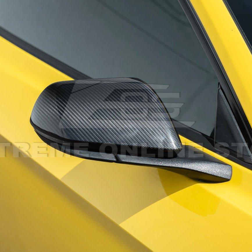 Ford Mustang S550 Factory Style Dry Carbon Fiber Side Mirror Cap Cover Pair 2015-Up