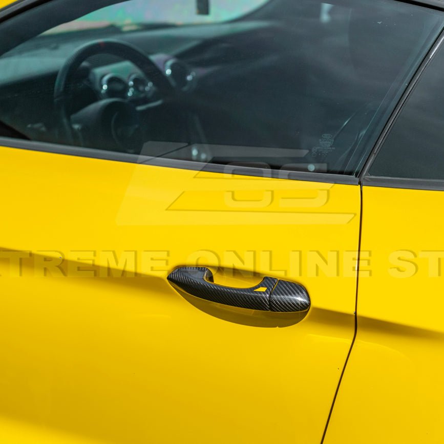 Ford Mustang S550 Factory Style Dry Carbon Fiber Outer Door Handle Cover Set 2015-2023