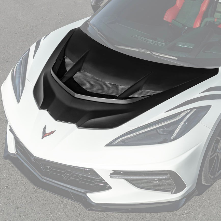 Corvette C8 ZR1 Matte Black Front Bumper Vented Extractor Hood 2020-Up
