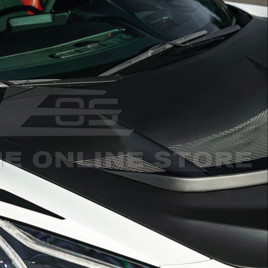 Corvette C8 ZR1 Matte Black Front Bumper Vented Extractor Hood 2020-Up