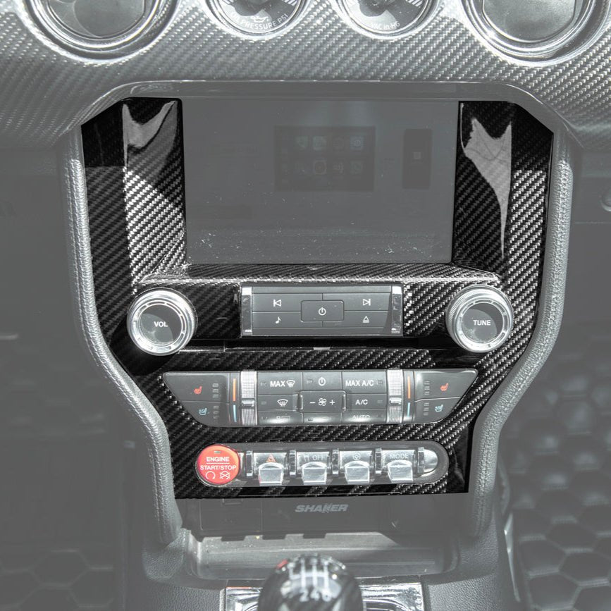 Ford Mustang S550 Factory Style Dry Carbon Fiber Center Console Control Panel Cover 2015-2023
