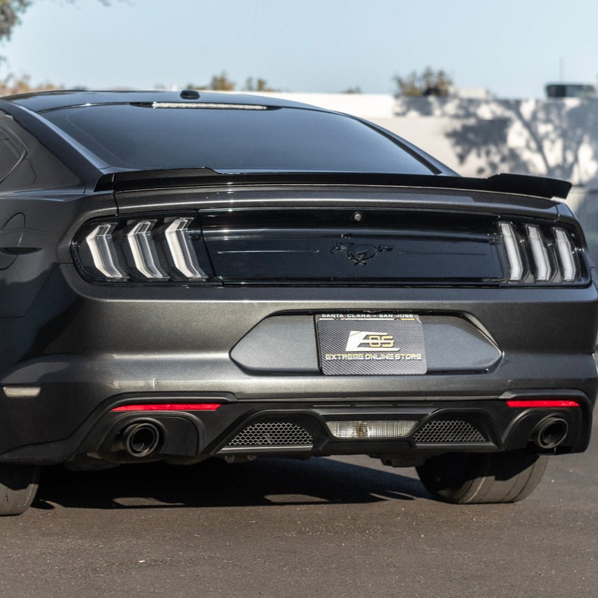 Ford Mustang S550 GT350 Style Matte Black Rear Bumper Diffuser Dual Exhaust 2018-2023