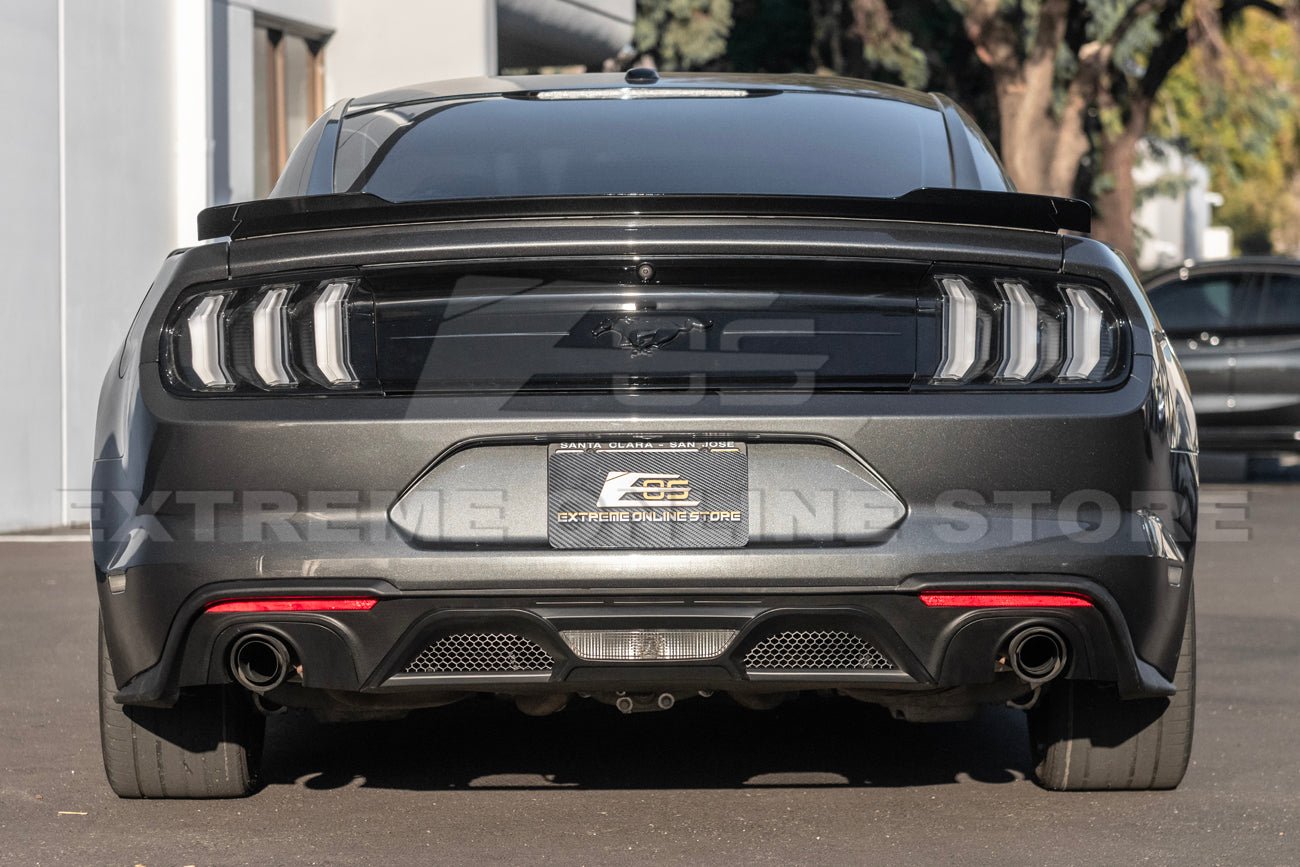 Ford Mustang S550 GT350 Style Matte Black Rear Bumper Diffuser Dual Exhaust 2018-2023