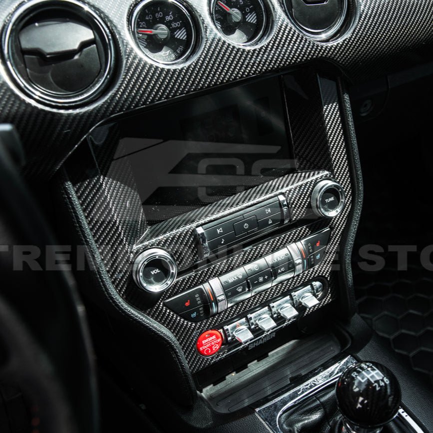 Ford Mustang S550 Factory Style Dry Carbon Fiber Center Console Control Panel Cover 2015-2023
