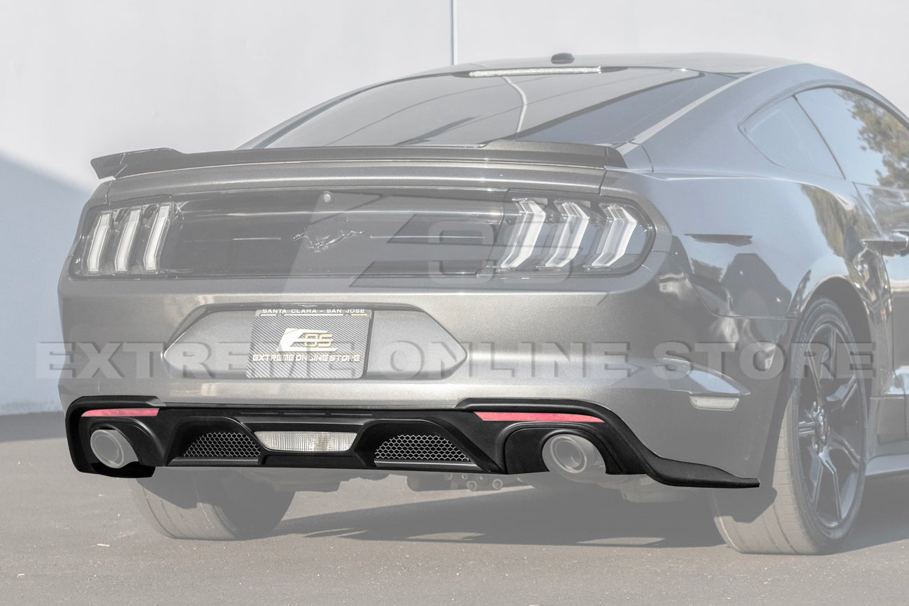 Ford Mustang S550 GT350 Style Matte Black Rear Bumper Diffuser Dual Exhaust 2018-2023