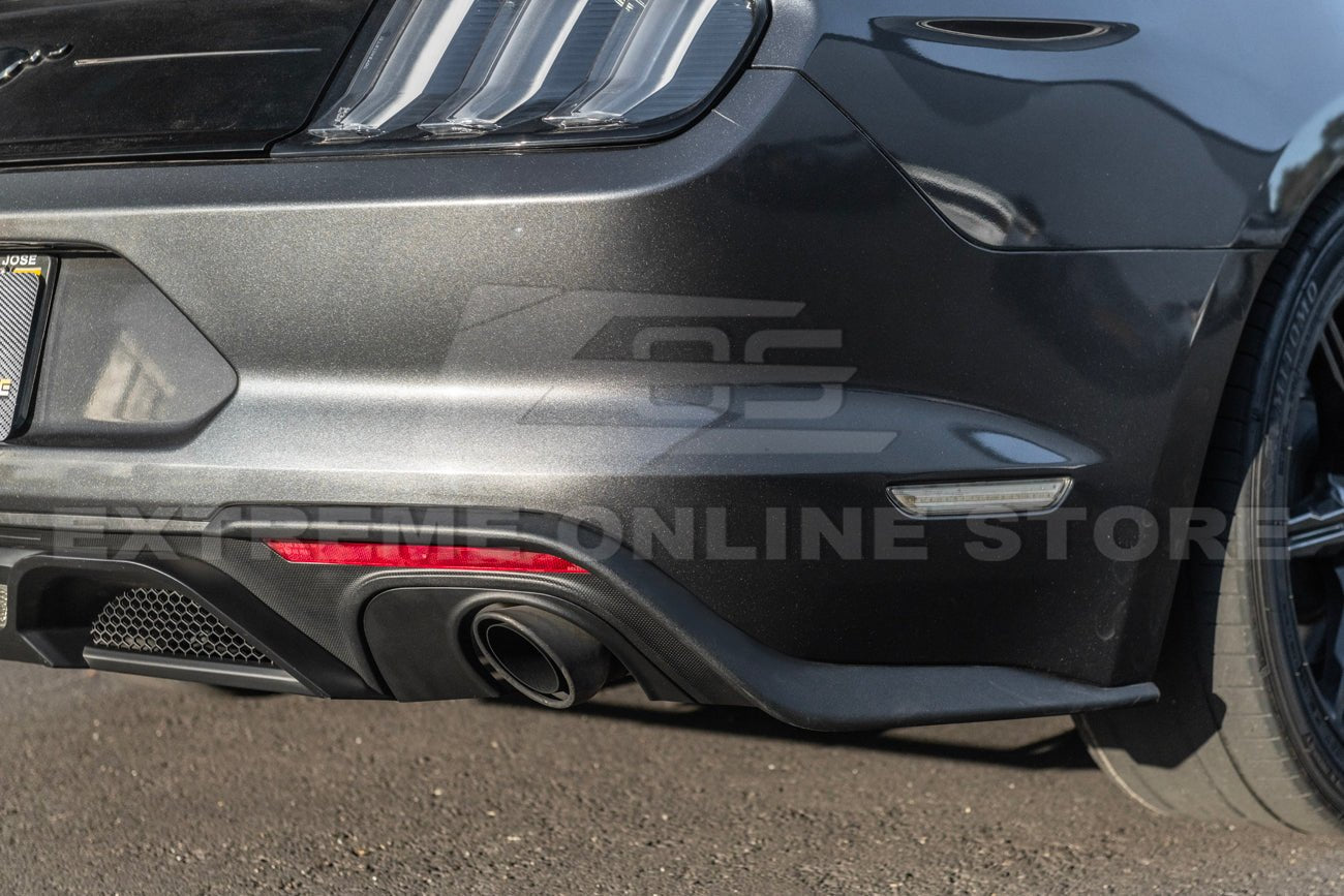Ford Mustang S550 GT350 Style Matte Black Rear Bumper Diffuser Dual Exhaust 2018-2023