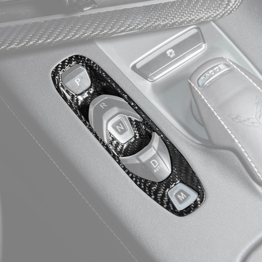 Chevrolet Corvette C8 Factory Style Dry Carbon Fiber Gear Switch Control Panel Trim Cover 2020-Up