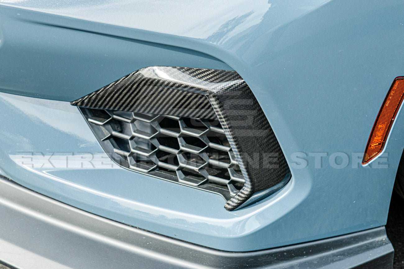 Ford Mustang S650 Factory Style Dry Carbon Fiber Front Side Grille Inserts 2024-Up