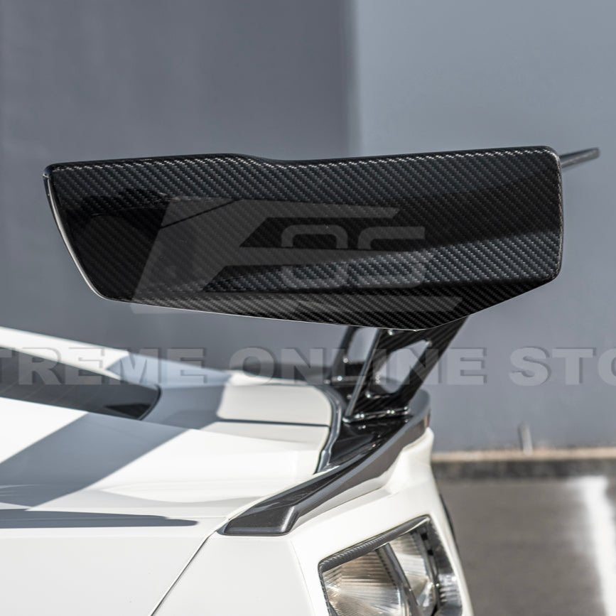 Chevrolet Corvette C7 ZR1 ZTK Style Carbon Fiber Rear High Wing Spoiler Wing Riser Kit 2014-2019