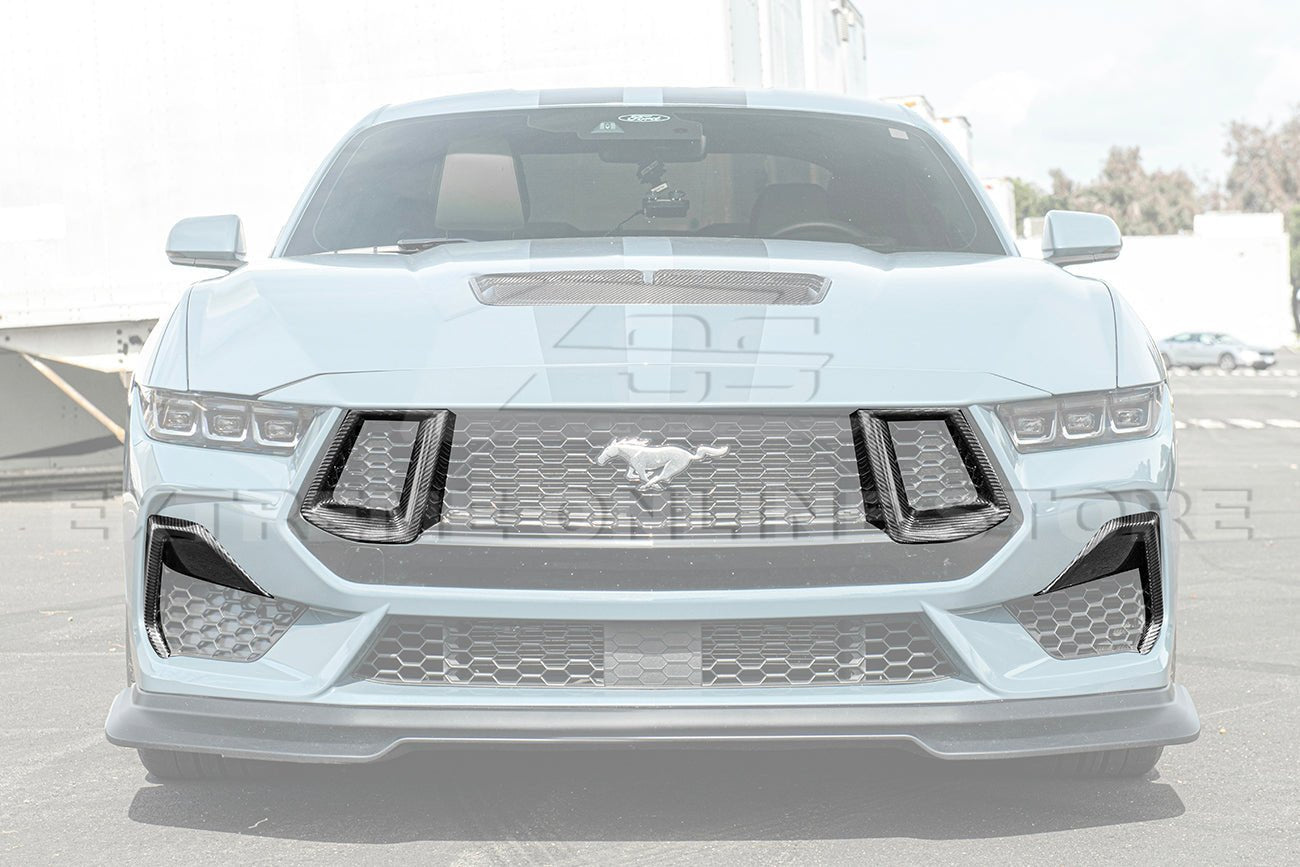 Ford Mustang S650 Factory Style Dry Carbon Fiber Front Side Grille Inserts 2024-Up