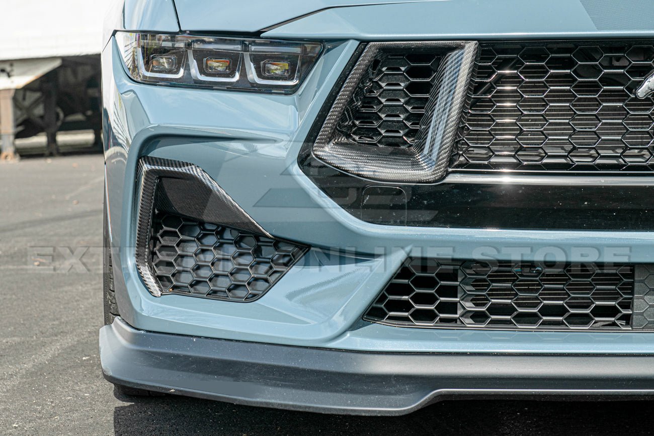 Ford Mustang S650 Factory Style Dry Carbon Fiber Front Side Grille Inserts 2024-Up