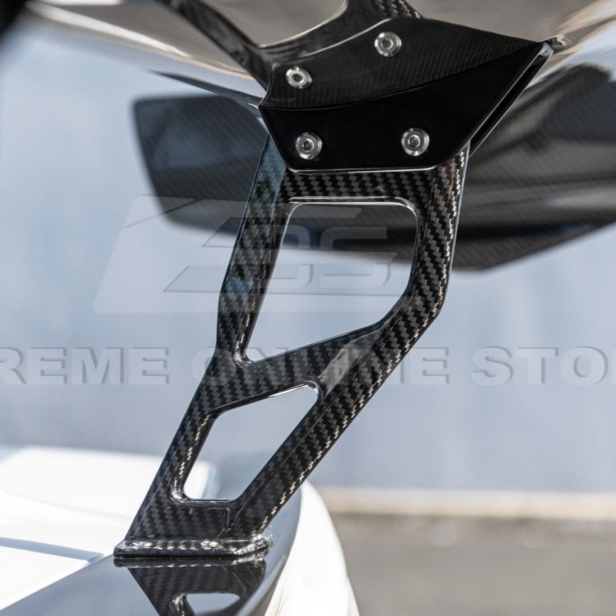 Chevrolet Corvette C7 ZR1 ZTK Style Carbon Fiber Rear High Wing Spoiler Wing Riser Kit 2014-2019