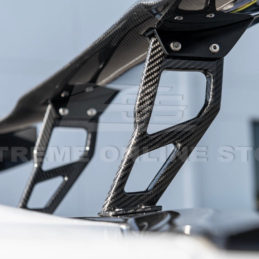 Chevrolet Corvette C7 ZR1 ZTK Style Carbon Fiber Rear High Wing Spoiler Wing Riser Kit 2014-2019