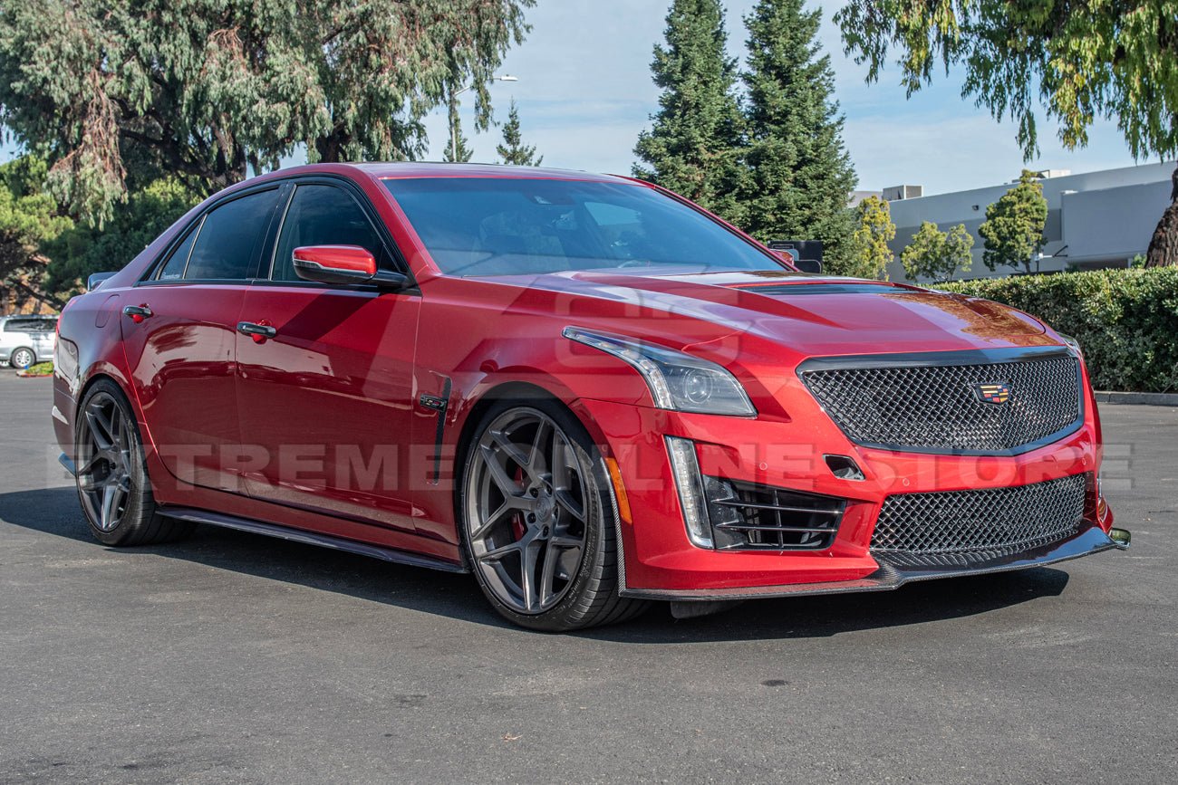 Cadillac CTS-V V3 Factory Carbon Style Dry Carbon Fiber Front Wheel Arch Splitters 2016-2019