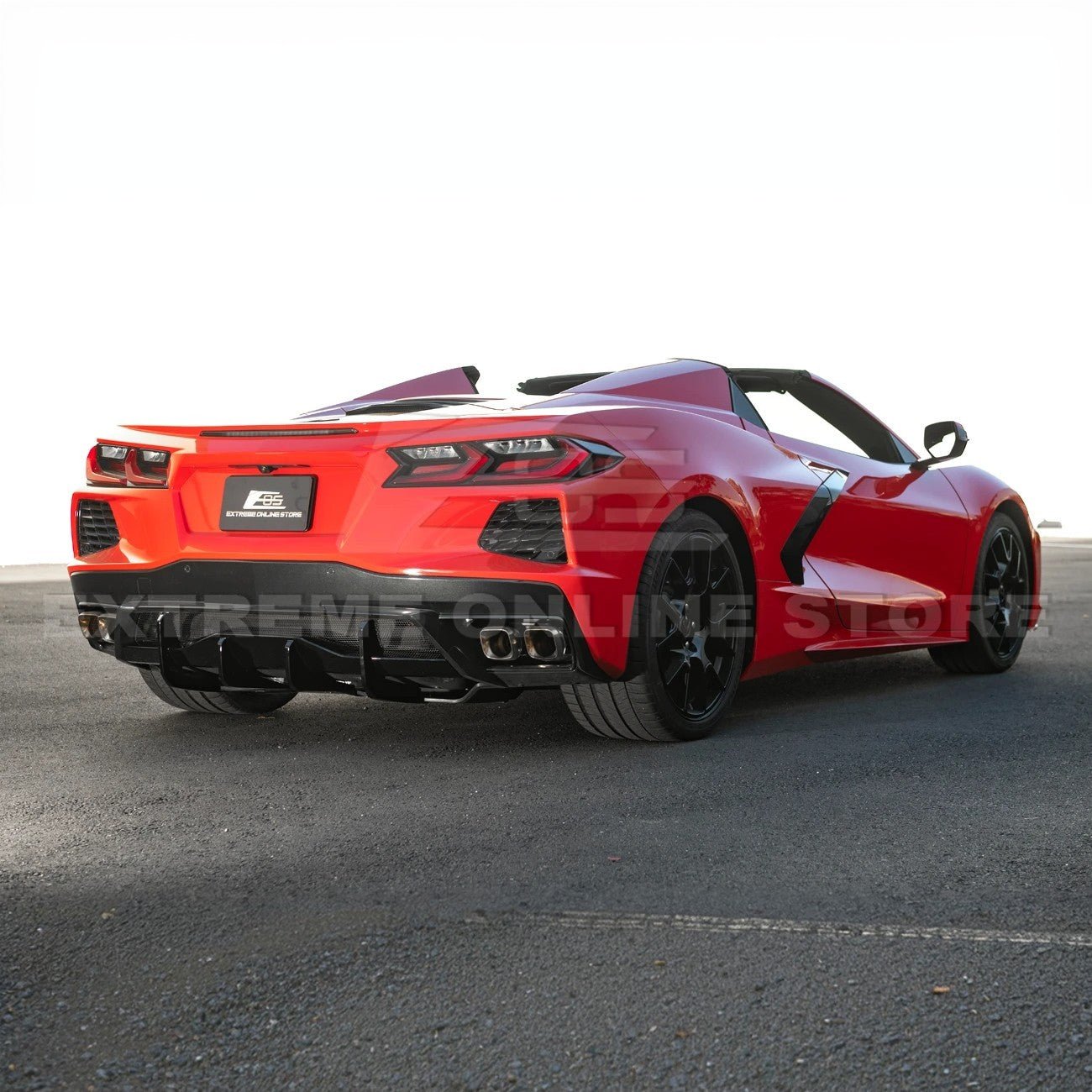 Chevrolet Corvette C8 EOS Performance Style Gloss Black Rear Bumper Add-On Diffuser Lip 2020-Up