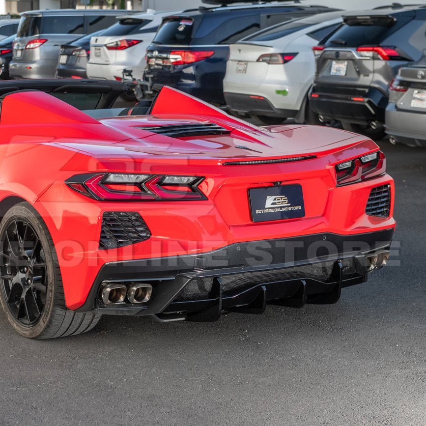Chevrolet Corvette C8 EOS Performance Style Gloss Black Rear Bumper Add-On Diffuser Lip 2020-Up