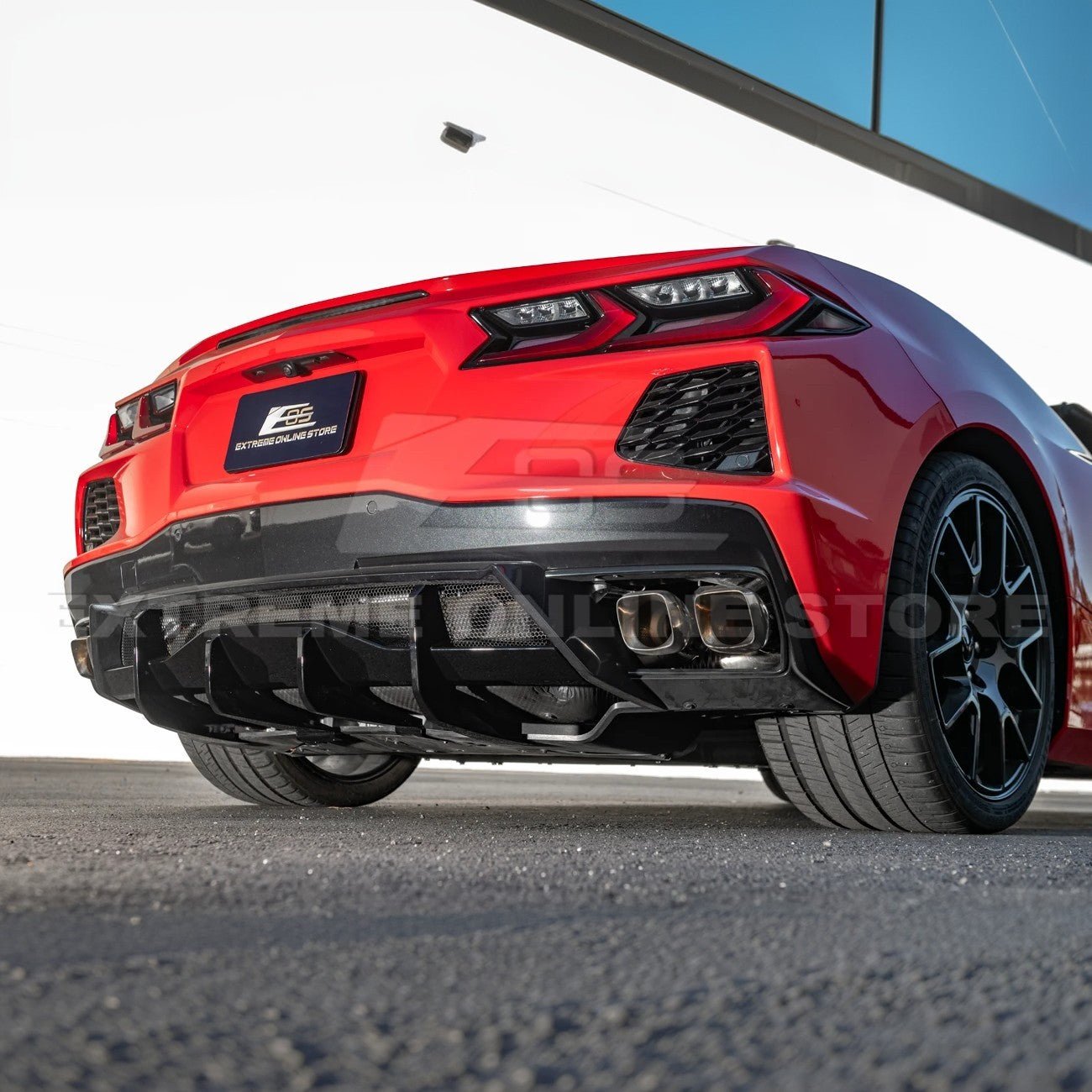 Chevrolet Corvette C8 EOS Performance Style Gloss Black Rear Bumper Add-On Diffuser Lip 2020-Up