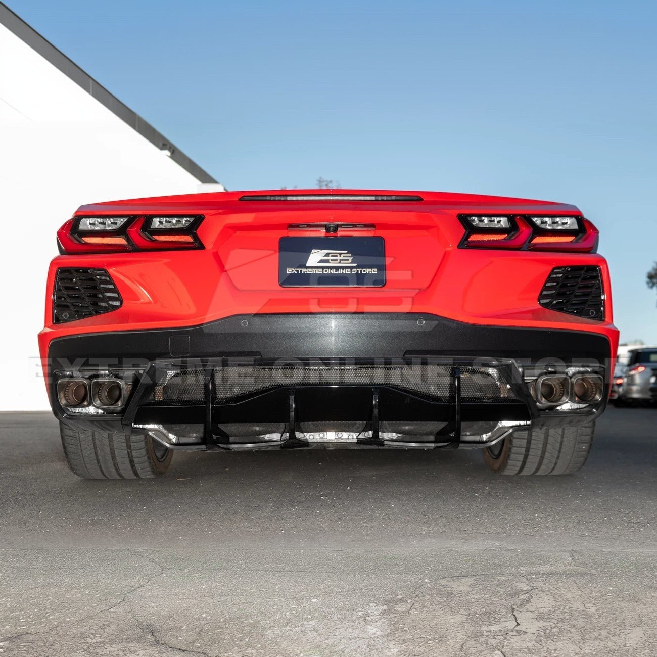 Chevrolet Corvette C8 EOS Performance Style Gloss Black Rear Bumper Add-On Diffuser Lip 2020-Up