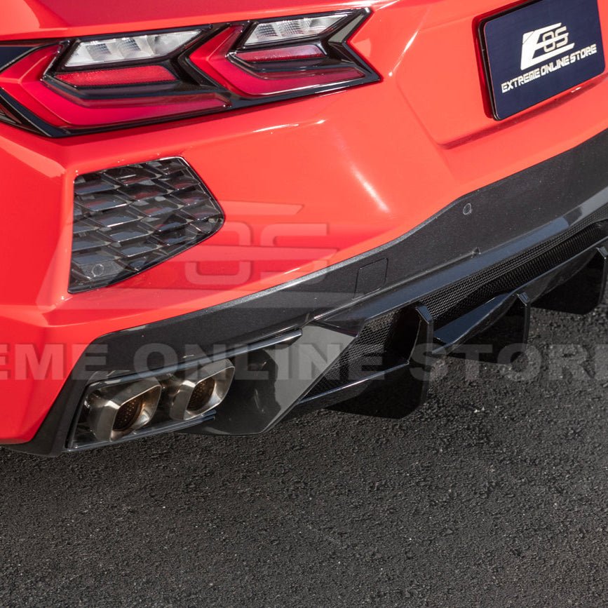 Chevrolet Corvette C8 EOS Performance Style Gloss Black Rear Bumper Add-On Diffuser Lip 2020-Up