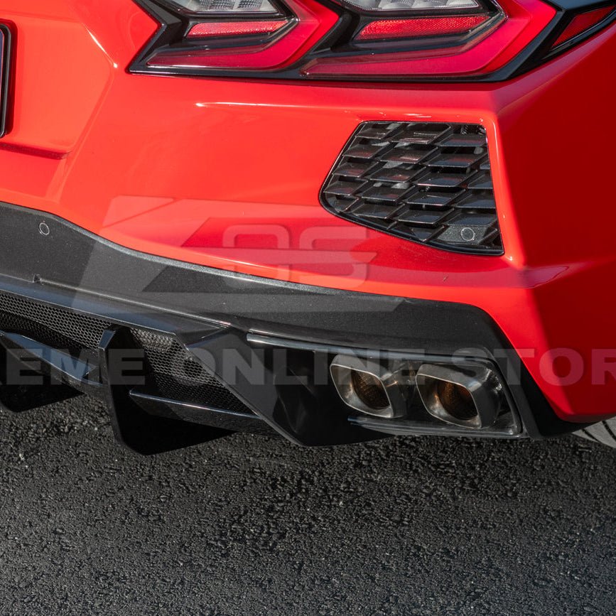 Chevrolet Corvette C8 EOS Performance Style Gloss Black Rear Bumper Add-On Diffuser Lip 2020-Up