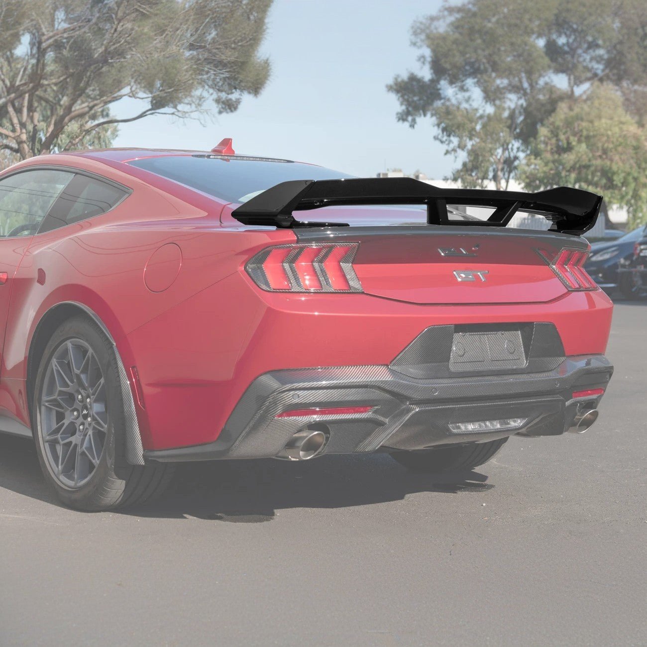 Ford Mustang S650 Dark Horse Style Rear Wickerbill Wing Spoiler Gloss Black Matte Black 2024-Up