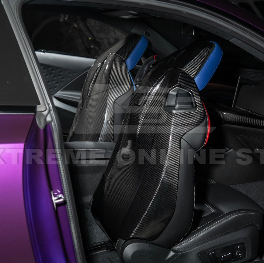 BMW G87 G80 G82 M2 M3 M4 S58 Dry CARBON FIBER Tape-On Headrest Cover Pair