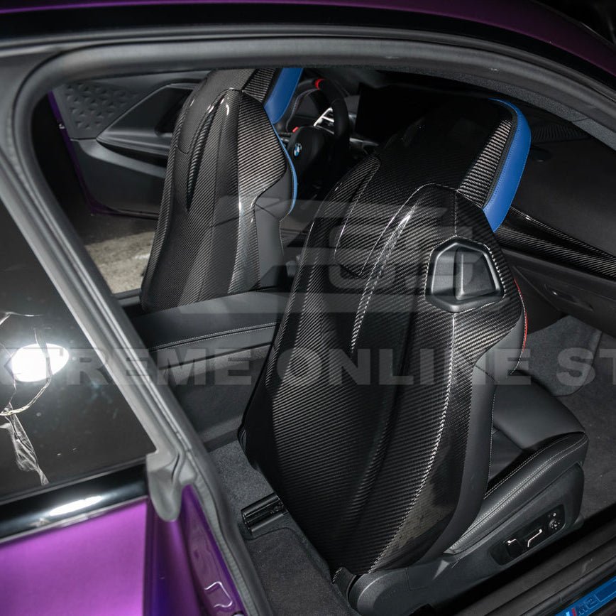 BMW G87 G80 G82 M2 M3 M4 S58 Dry CARBON FIBER Tape-On Headrest Cover Pair