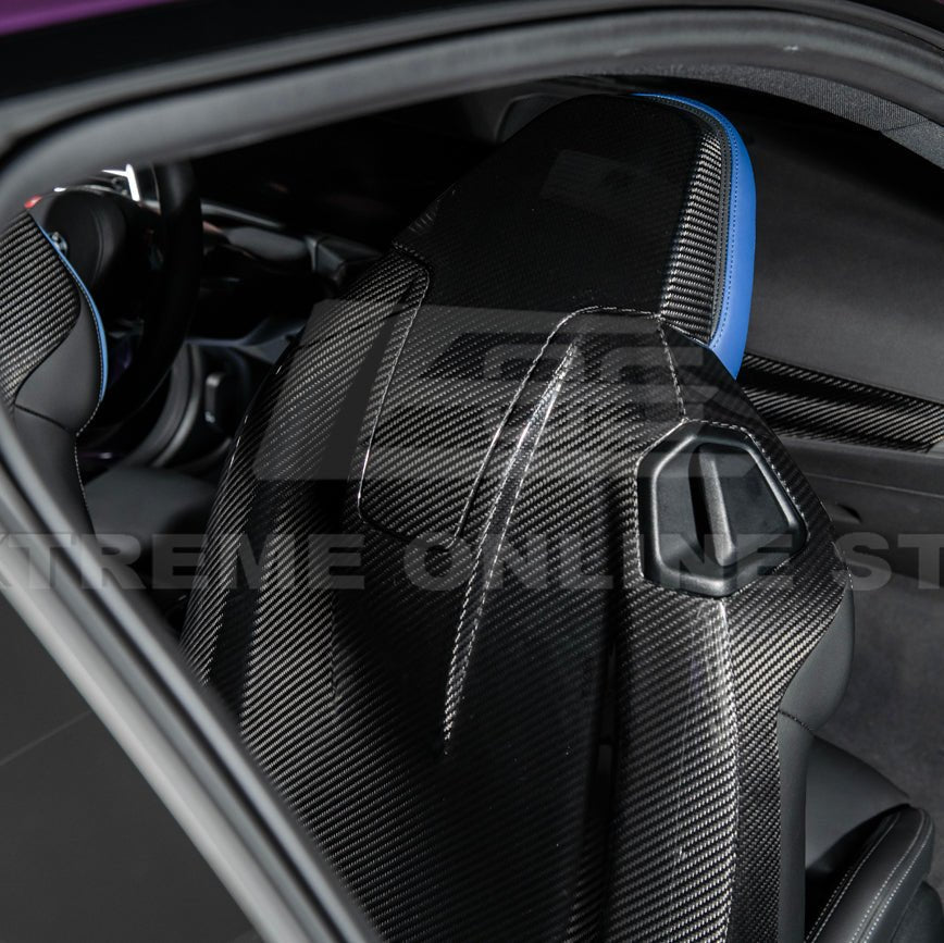 BMW G87 G80 G82 M2 M3 M4 S58 Dry CARBON FIBER Tape-On Headrest Cover Pair