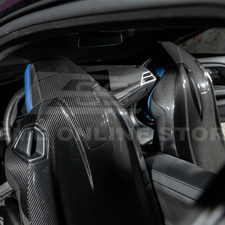 BMW G87 G80 G82 M2 M3 M4 S58 Dry CARBON FIBER Tape-On Headrest Cover Pair