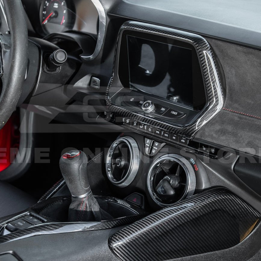 Chevrolet Camaro 6th Gen GM Factory Style Dry Carbon Fiber Dash Radio Trim Cover 2019-2024