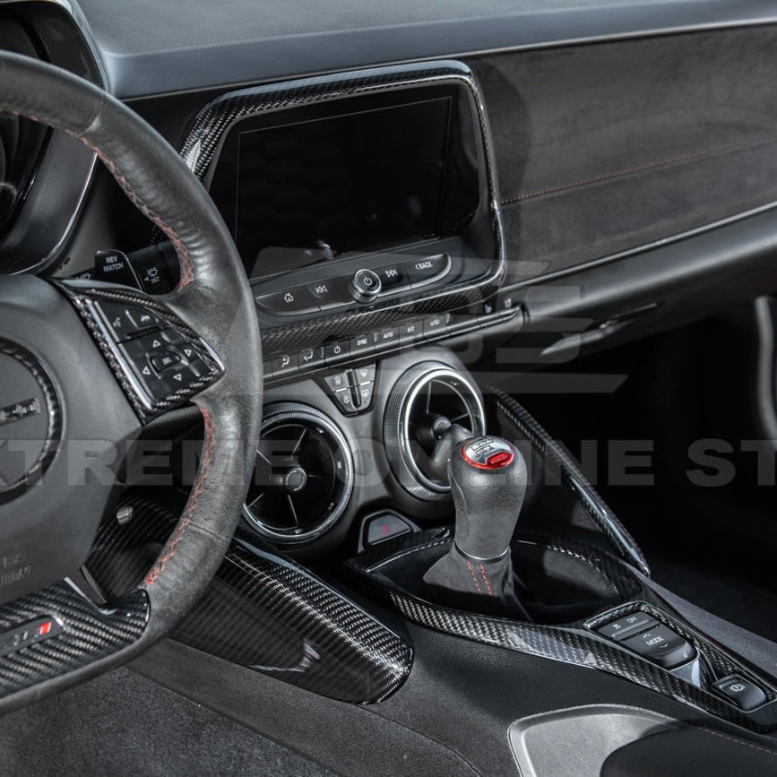 Chevrolet Camaro 6th Gen GM Factory Style Dry Carbon Fiber Dash Radio Trim Cover 2019-2024