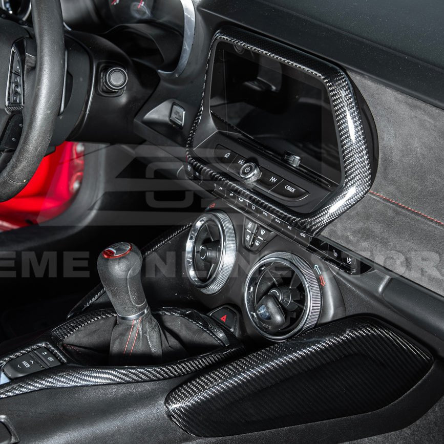 Chevrolet Camaro 6th Gen GM Factory Style Dry Carbon Fiber Dash Radio Trim Cover 2019-2024