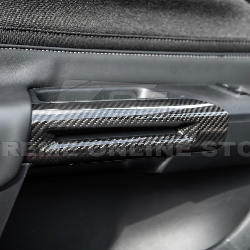 Ford Mustang S650 Factory Style Dry Carbon Fiber Side Door Armrest Panel Trim Cover 2024-Up