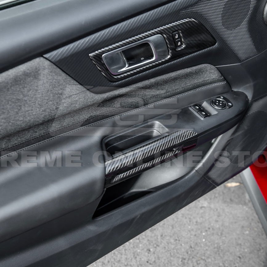 Ford Mustang S650 Factory Style Dry Carbon Fiber Side Door Armrest Panel Trim Cover 2024-Up