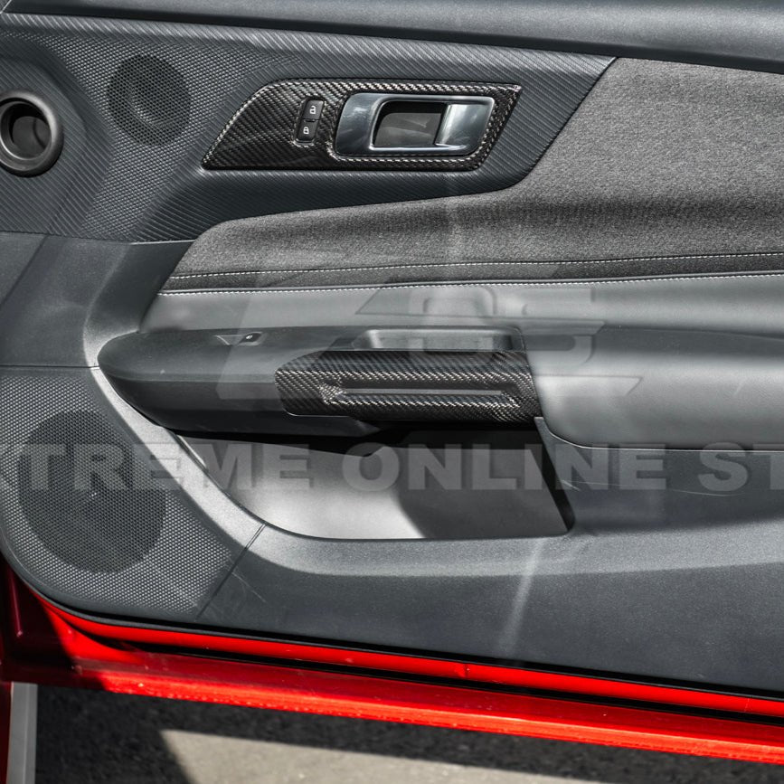 Ford Mustang S650 Factory Style Dry Carbon Fiber Side Door Armrest Panel Trim Cover 2024-Up