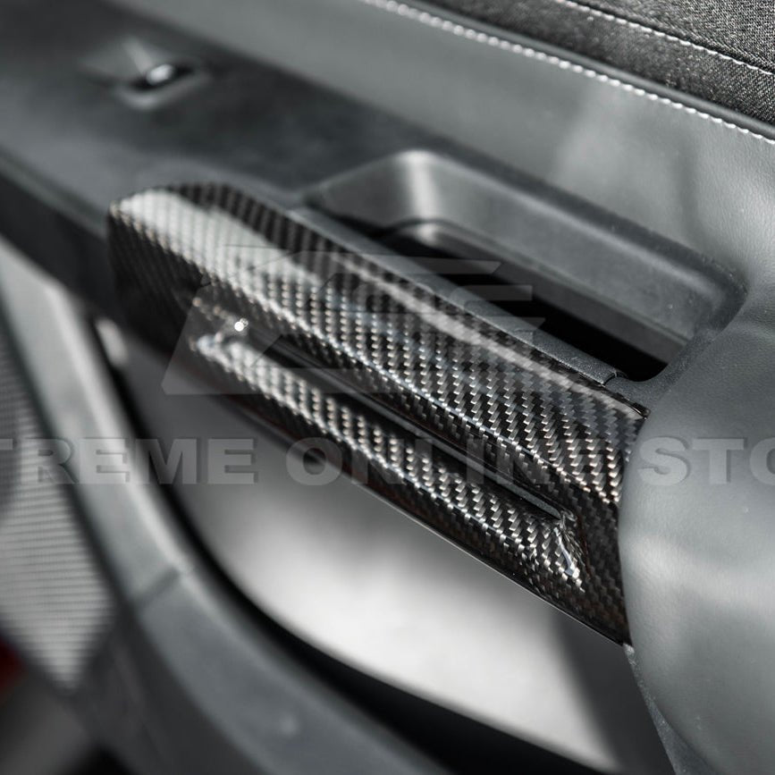 Ford Mustang S650 Factory Style Dry Carbon Fiber Side Door Armrest Panel Trim Cover 2024-Up