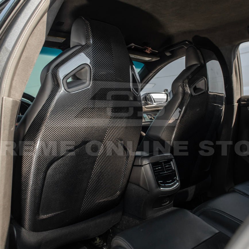 Cadillac CTS-V ATS-V Blackwing Style Dry Carbon Fiber Seat Back Cover Set 2016-2019