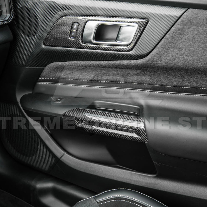Ford Mustang S650 Factory Style Dry Carbon Fiber Side Door Armrest Panel Trim Cover 2024-Up