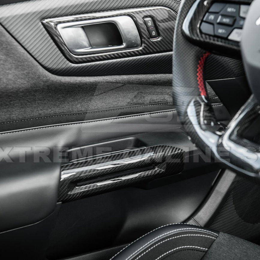 Ford Mustang S650 Factory Style Dry Carbon Fiber Side Door Armrest Panel Trim Cover 2024-Up