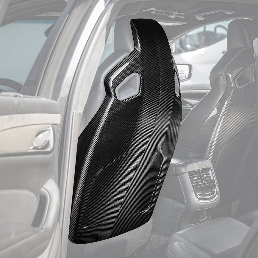 Cadillac CTS-V ATS-V Blackwing Style Dry Carbon Fiber Seat Back Cover Set 2016-2019