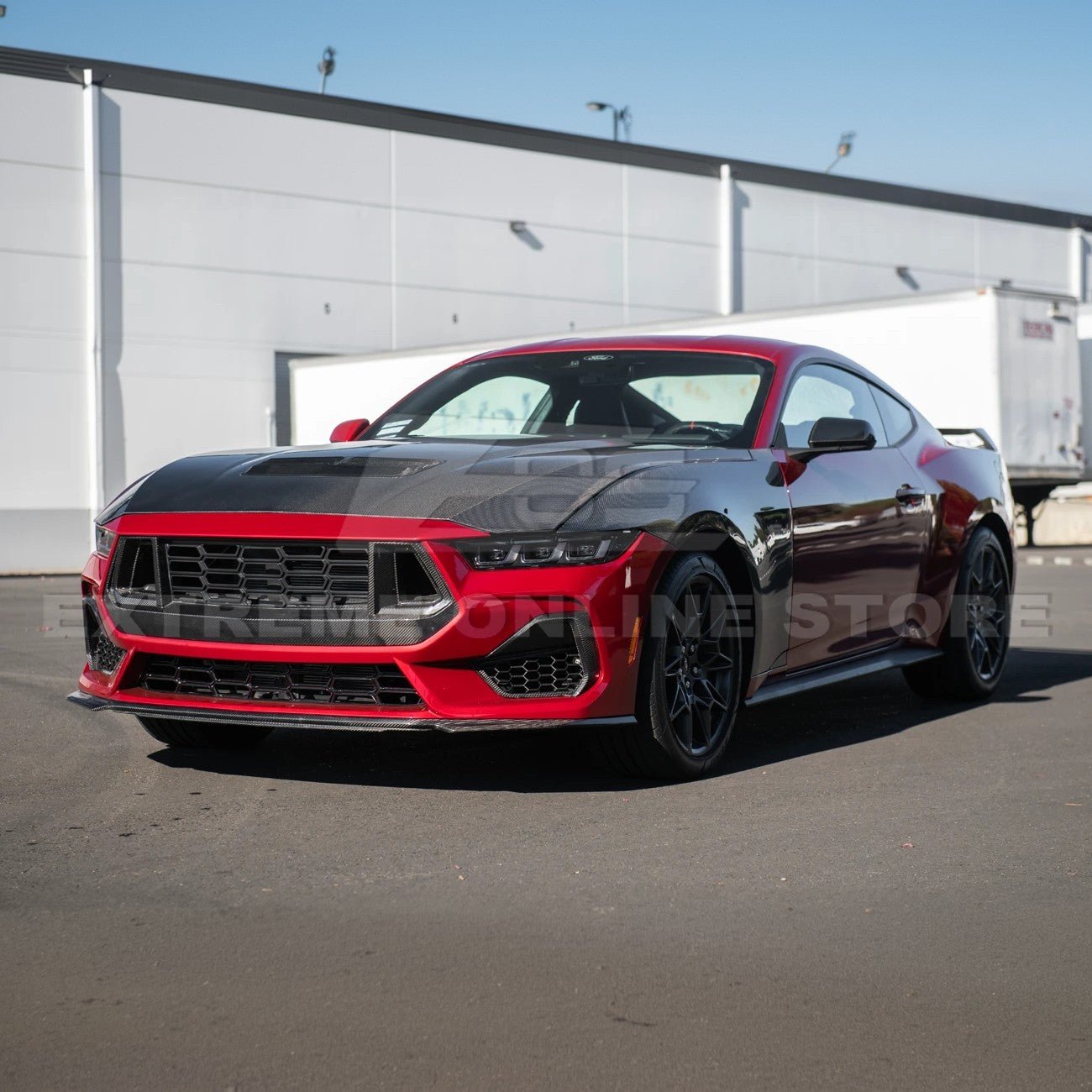 Ford Mustang S650 Factory Style Carbon Fiber Front Bumper Hood Cover 2024-Up